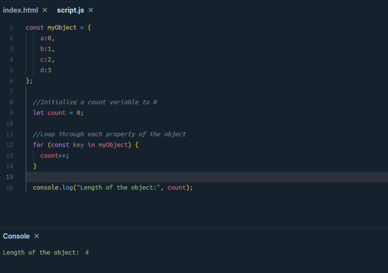 Screenshot of the code executed