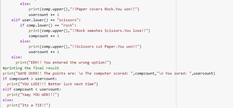 Rock, Paper, Scissors Game in Python | Chithra
