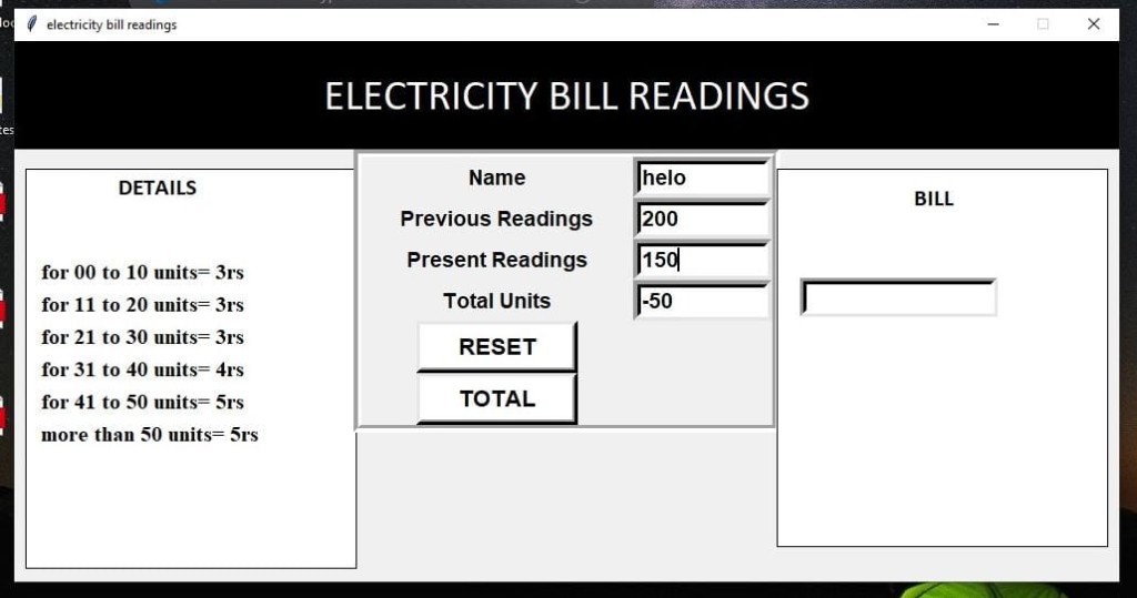 simple electricity bill generator using python | theblack1gold