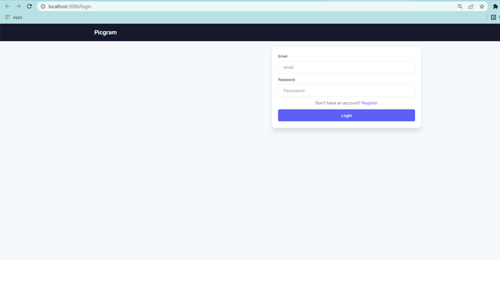 Login page