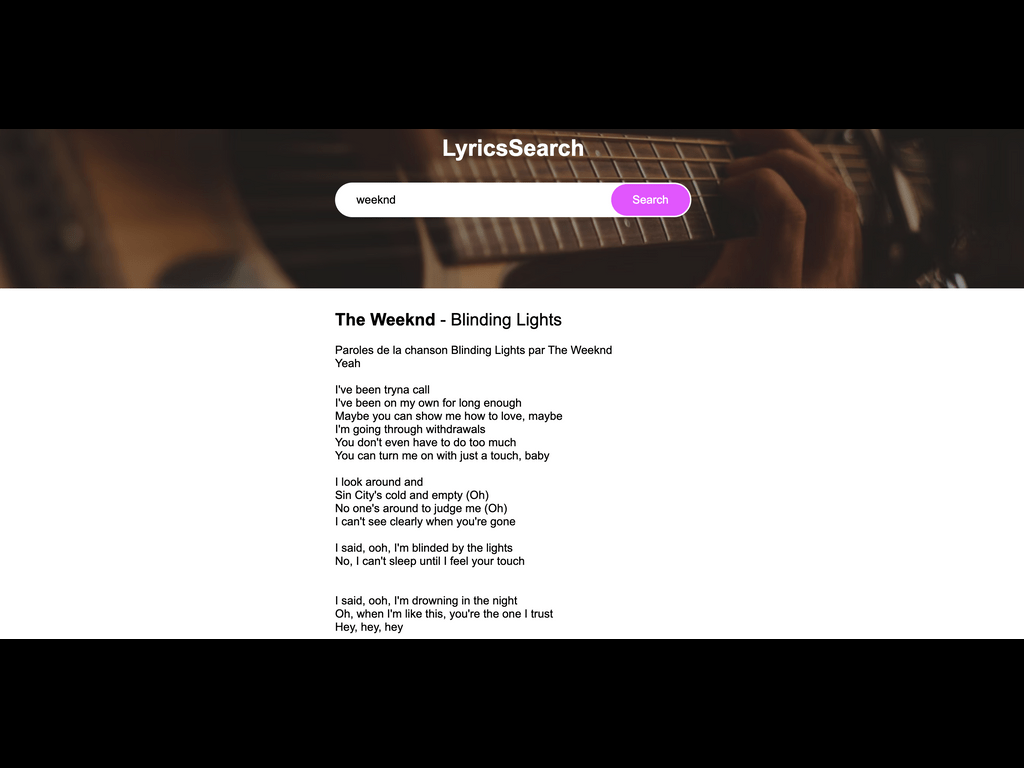 Desired lyrics of a song 