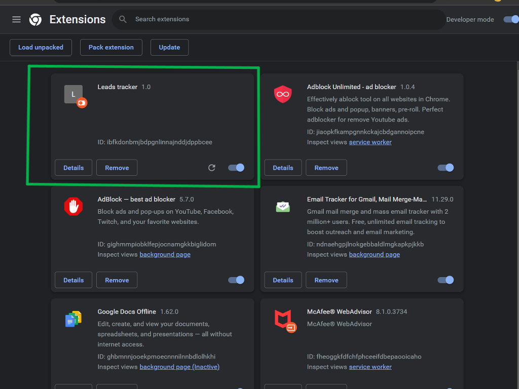 this image shows the extension is sucessfully loaded 