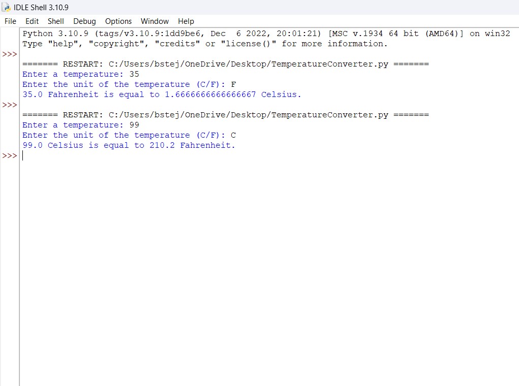 Temperature Converter in Python