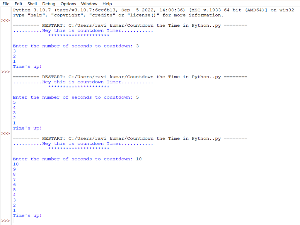 Countdown Timer using Python
