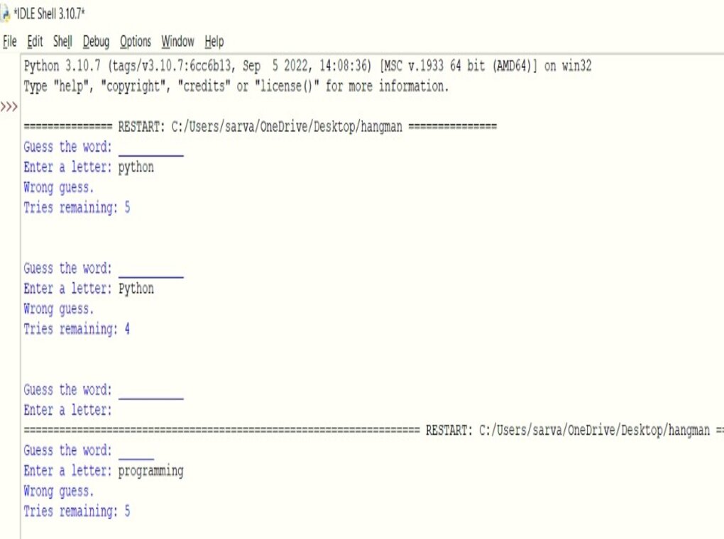 Hangman game using python