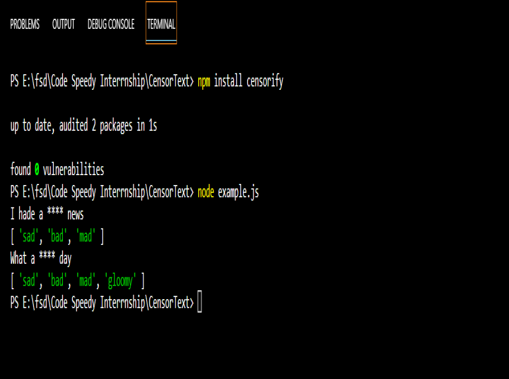 Censor Text Output