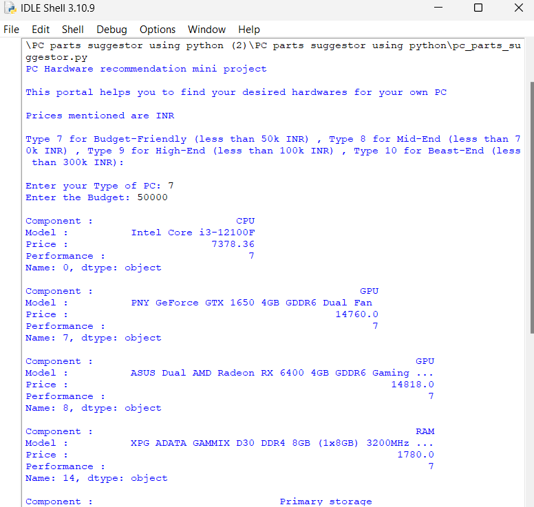 working screenshot