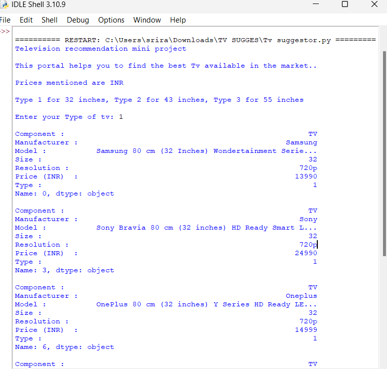 working screenshot