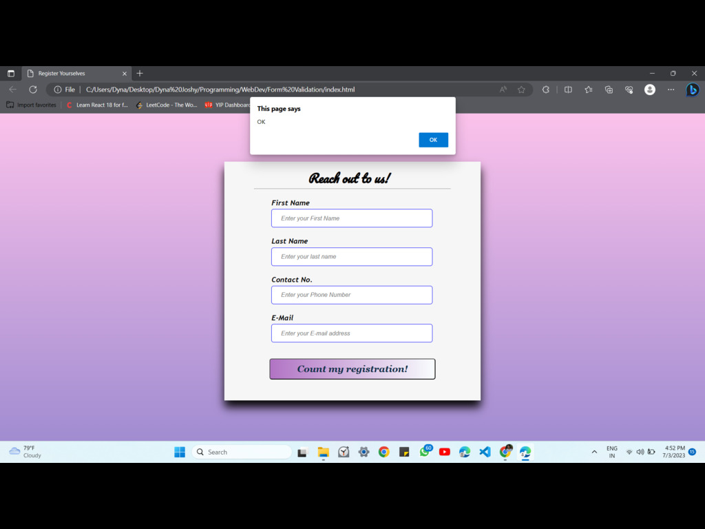 Screenshot of the mail being sent