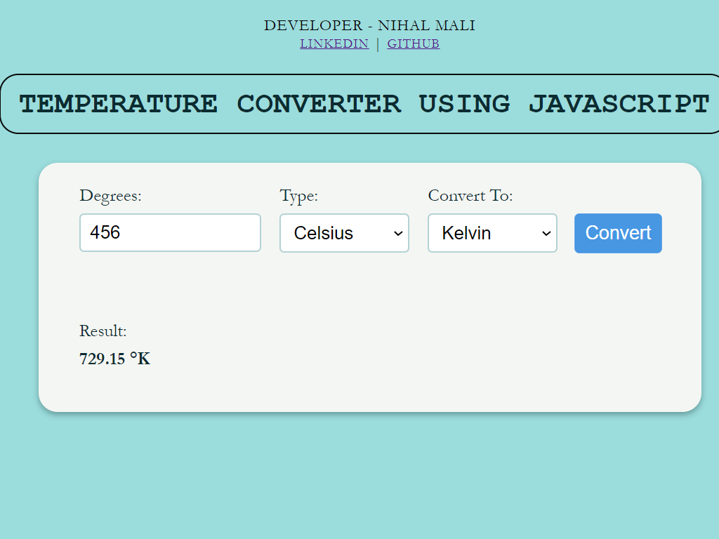 temperature converter using javscript