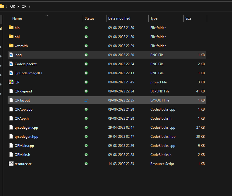 folder containing saved png images