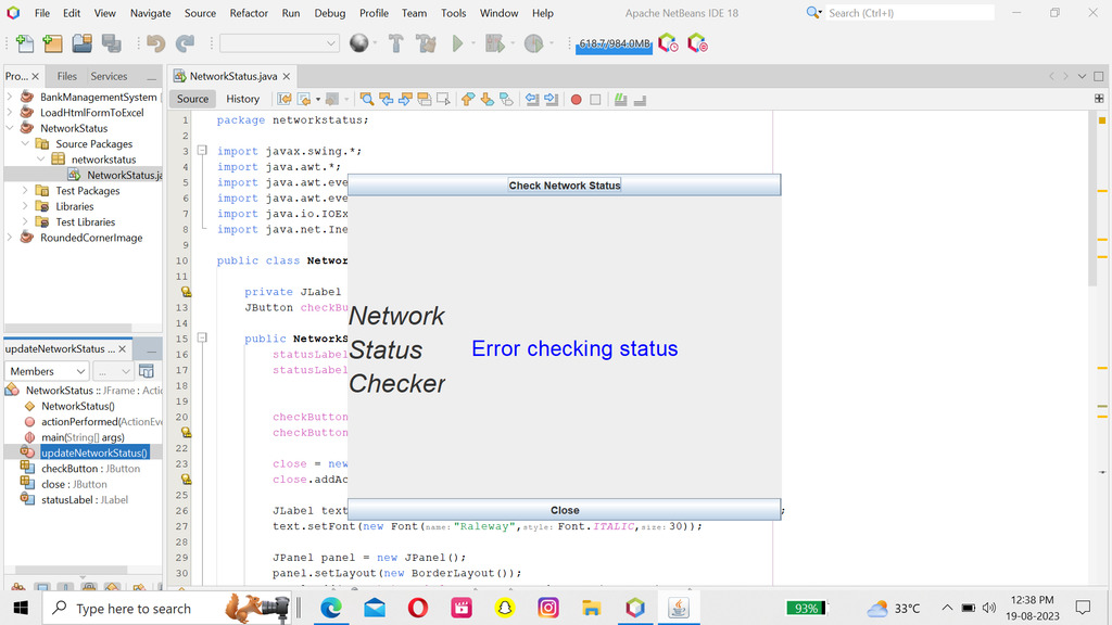 error checking status